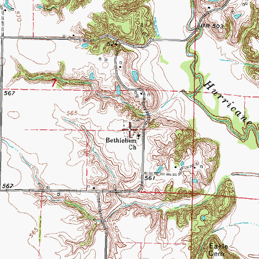 Topographic Map of Bethlehem Cemetery, IL