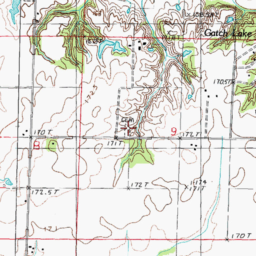 Topographic Map of Center Cemetery, IL