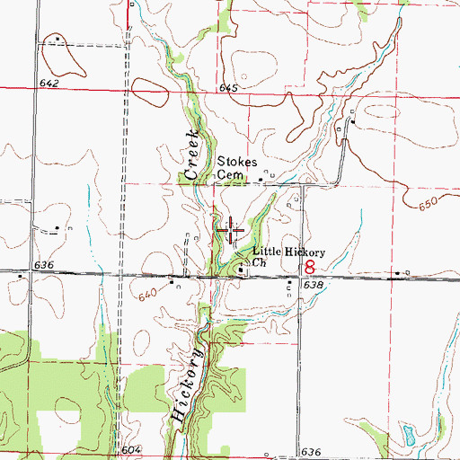 Topographic Map of Little Hickory Cemetery, IL