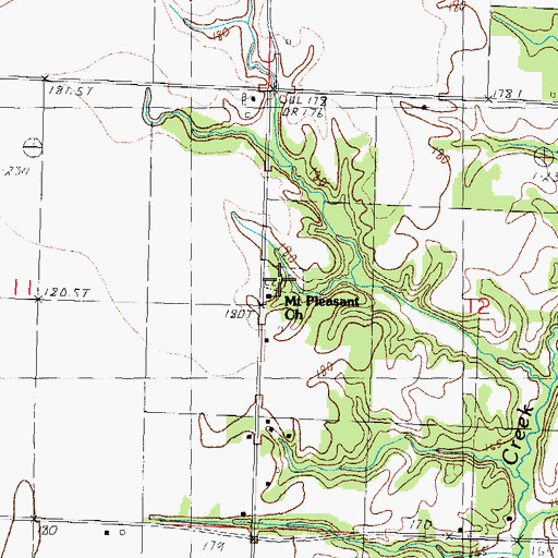 Topographic Map of Mount Pleasant Cemetery, IL
