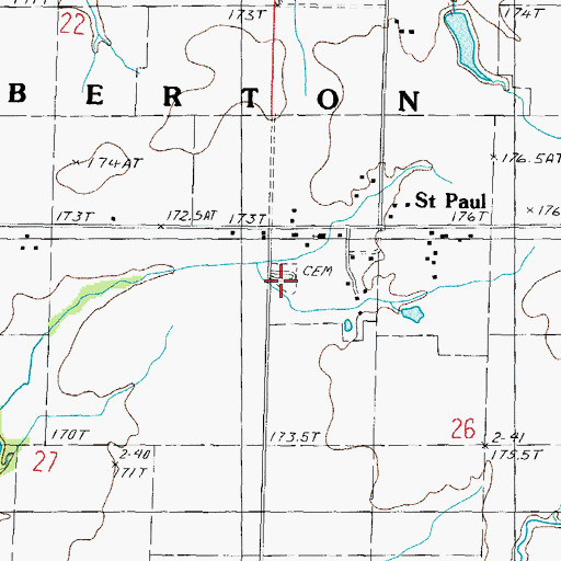 Topographic Map of Saint Paul Lutheran Cemetery, IL