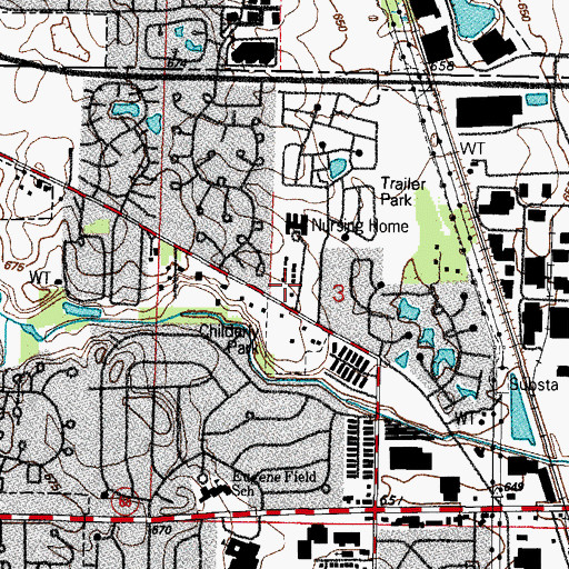 Topographic Map of Childerly School (historical), IL