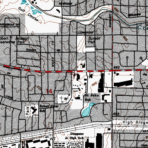 Topographic Map of Elk Grove School (historical), IL