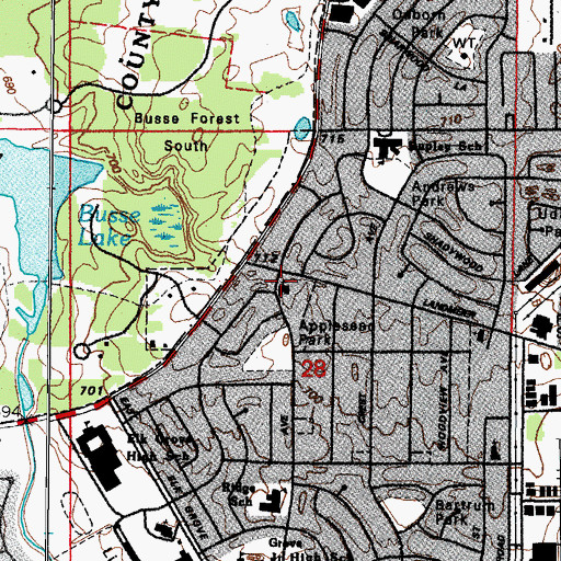 Topographic Map of Boxelder School (historical), IL
