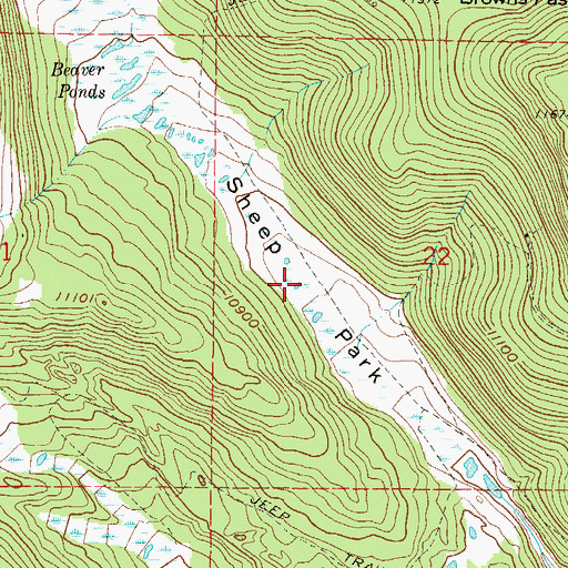 Topographic Map of Sheep Park, CO
