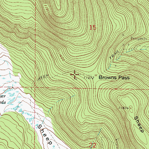Topographic Map of Browns Pass, CO