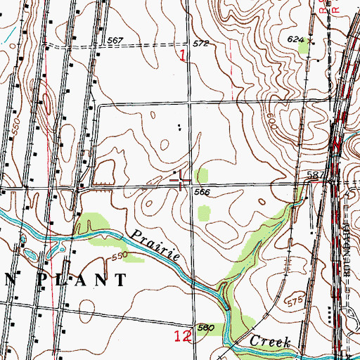 Topographic Map of Prairie Creek School (historical), IL