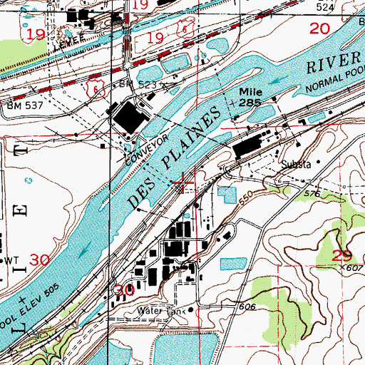 Topographic Map of Plaines Station, IL