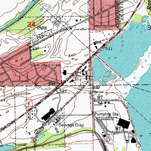 Topographic Map of Rock Run School (historical), IL