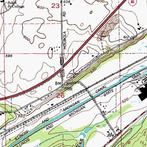 Topographic Map of Red Brick School (historical), IL