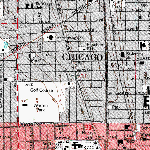 Topographic Map of Rogers Ridge, IL