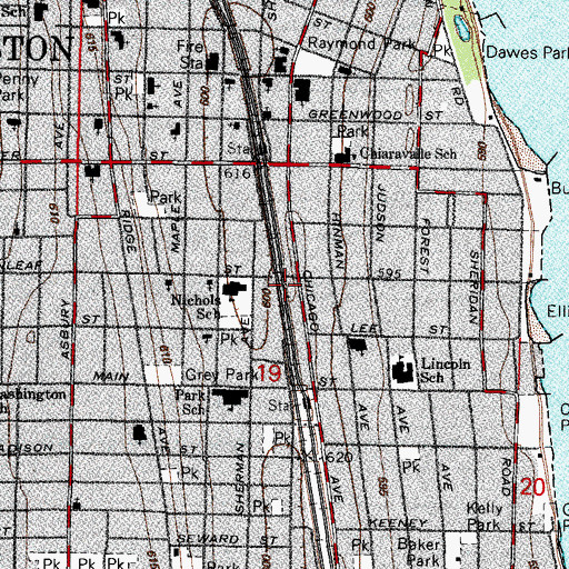 Topographic Map of South Evanston, IL