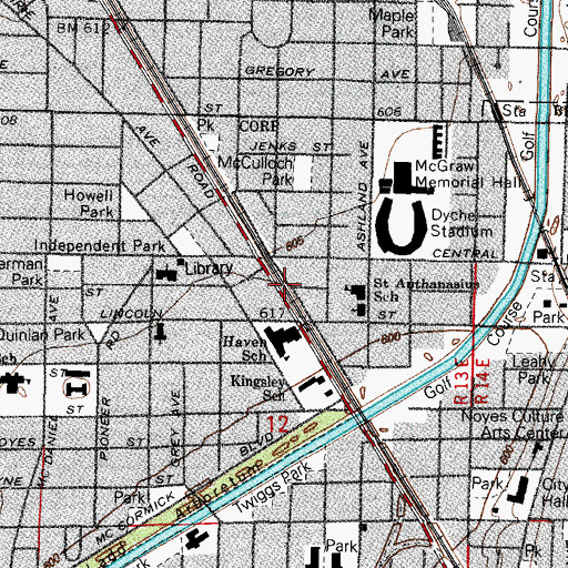 Topographic Map of North Evanston, IL