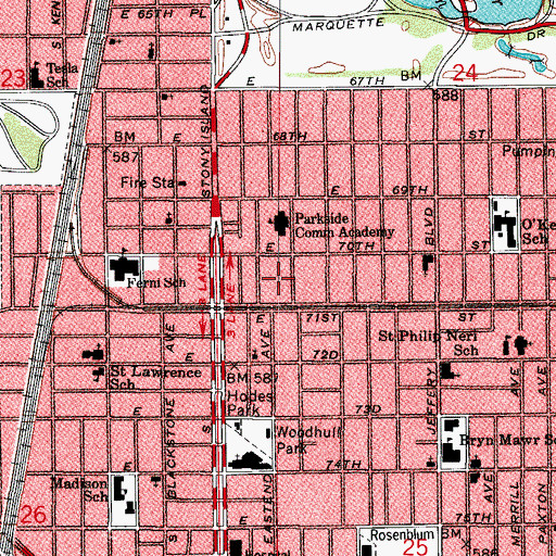 Topographic Map of Parkside, IL