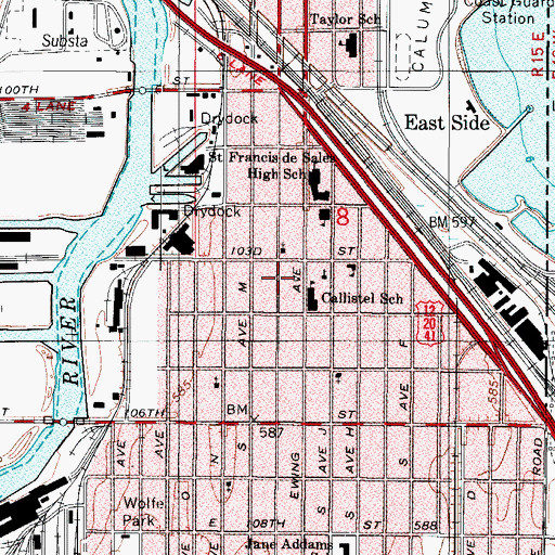 Topographic Map of Ironworkers Addition to South Chicago, IL