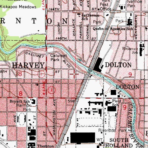 Topographic Map of North Harvey, IL