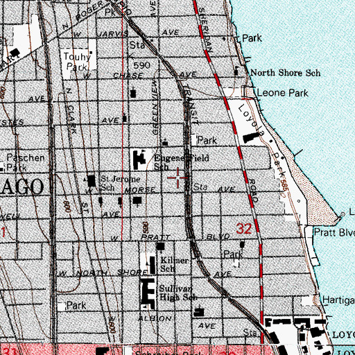 Topographic Map of Rogers Park, IL