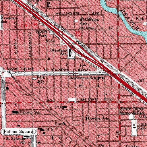 Topographic Map of Maplewood, IL