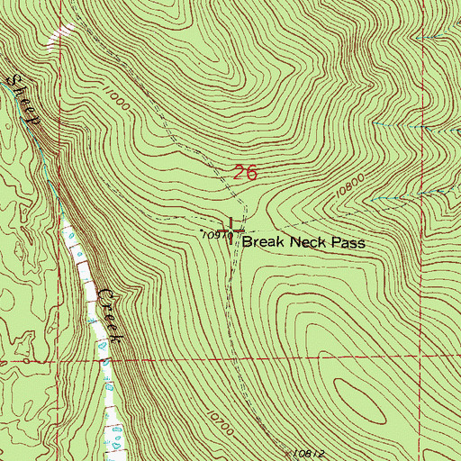 Topographic Map of Breakneck Pass, CO