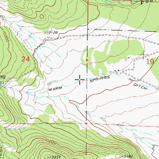 Topographic Map of Warm Springs Ditch, CO