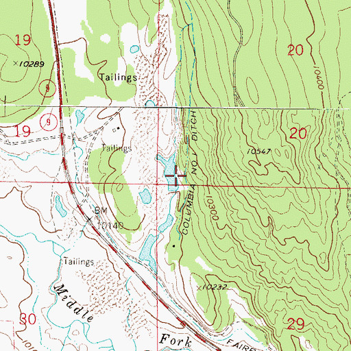 Topographic Map of Columbia Number 1 Ditch, CO