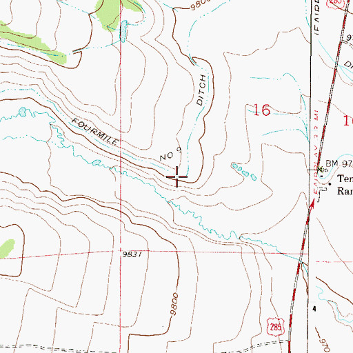 Topographic Map of Fourmile Number 9 Ditch, CO