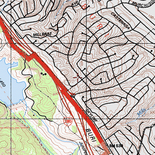Topographic Map of San Francisco Peninsula, CA