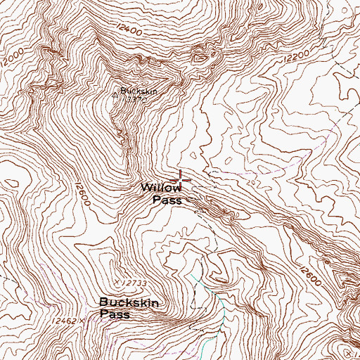 Topographic Map of Willow Pass, CO