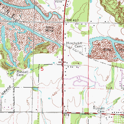 Topographic Map of Fredonia Post Office (historical), IL