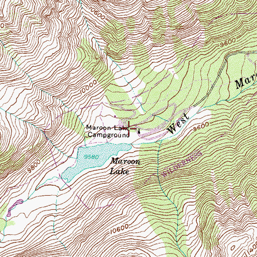 Topographic Map of Maroon Lake Campground, CO