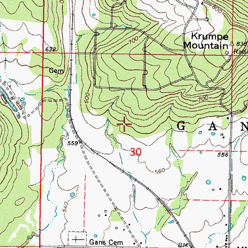 Topographic Map of Township of Gans, OK