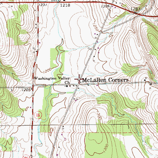 Topographic Map of McLallen Post Office, PA