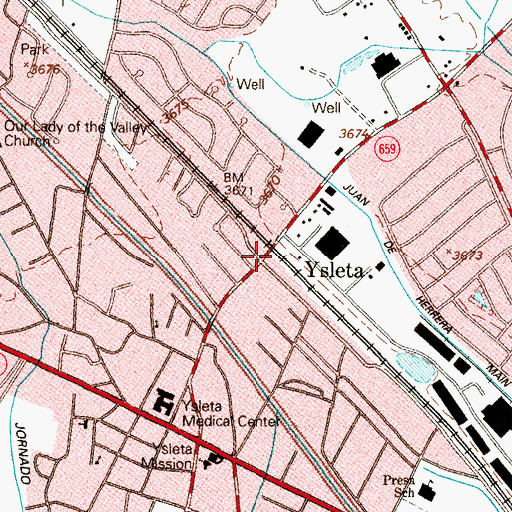 Topographic Map of Corpus Christi de la Isleta (historical), TX