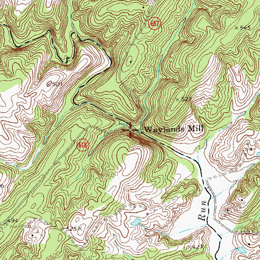 Topographic Map of Waylandsburg, VA