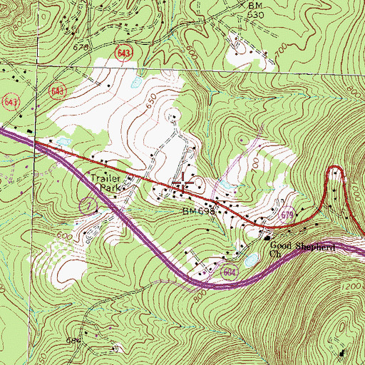 Topographic Map of Pine Grove, VA