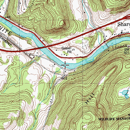 Topographic Map of Elmers Brook, VT