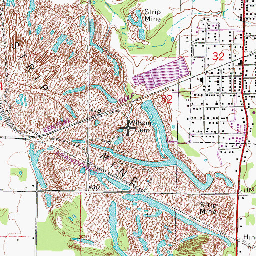 Topographic Map of Wilson Cemetery, IL