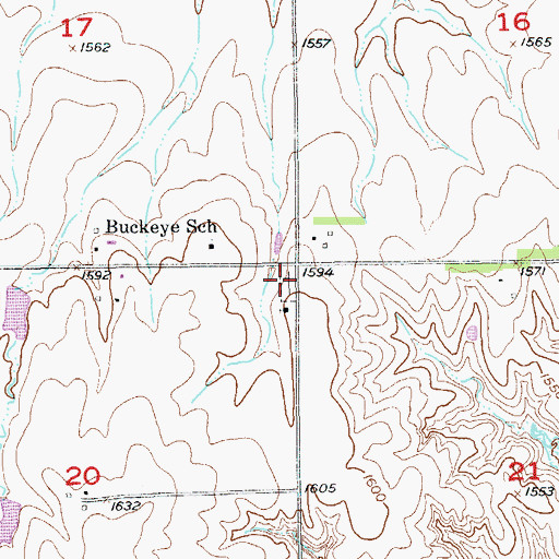 Topographic Map of Buckeye Cemetery, KS