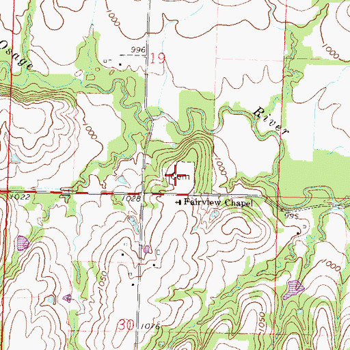 Topographic Map of Fairview Cemetery, KS