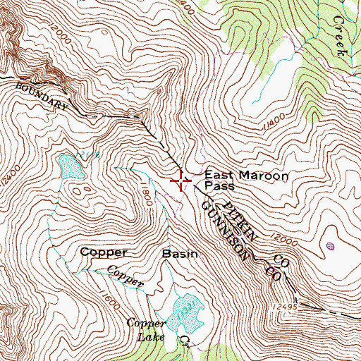 Topographic Map of East Maroon Pass, CO