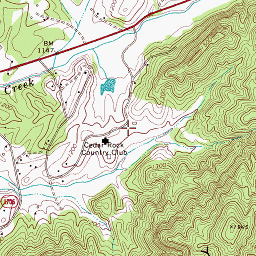 Topographic Map of Cedar Rock, NC