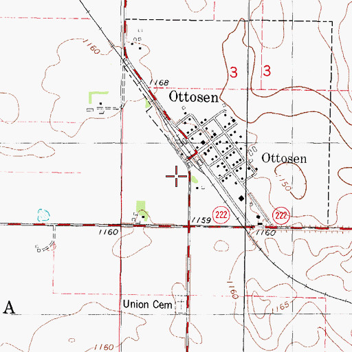 Topographic Map of Ottosen Post Office, IA