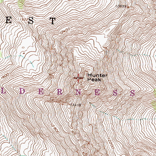 Topographic Map of Hunter Peak, CO