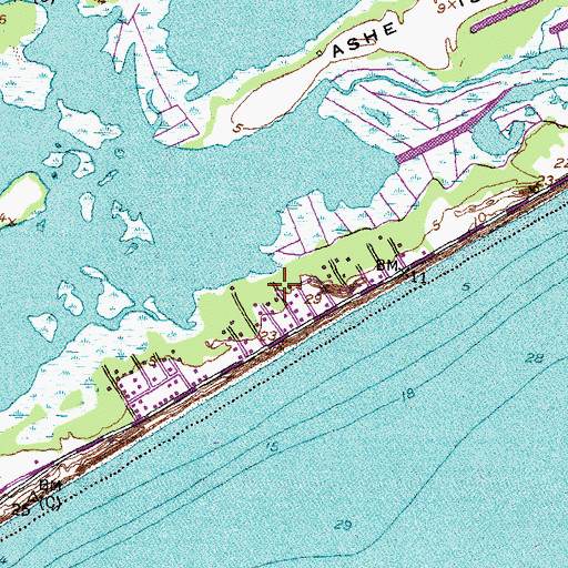 Topographic Map of Topsail Island, NC