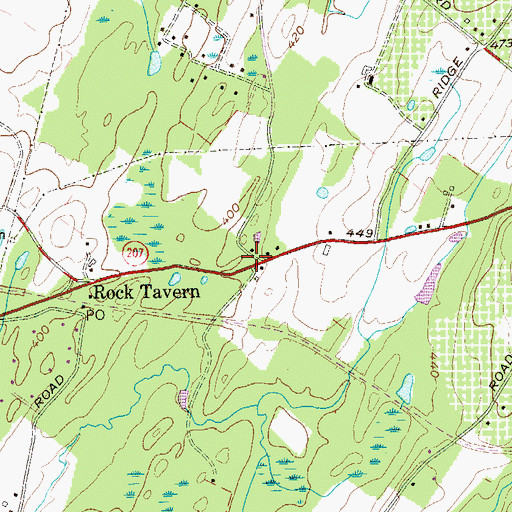 Topographic Map of Rock Tavern Post Office, NY