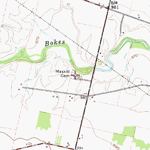 Topographic Map of Maskill Cemetery, OH