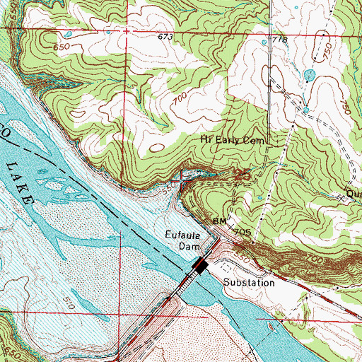 Topographic Map of Asbury Cemetery (historical), OK
