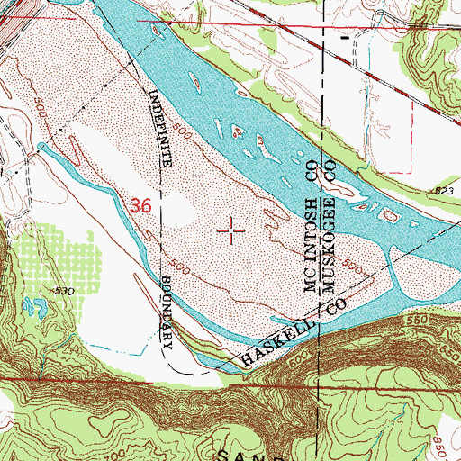 Topographic Map of Buckner Cemetery (historical), OK