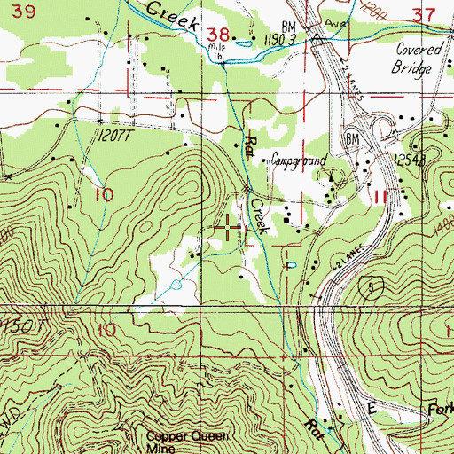 Topographic Map of Right Fork Rat Creek, OR