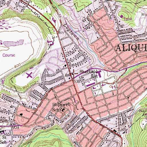 Topographic Map of Mount Carmel United Presbyterian Church, PA
